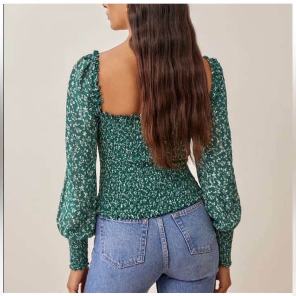 Reformation Pinto Blouse women’s long sleeve top in parsley